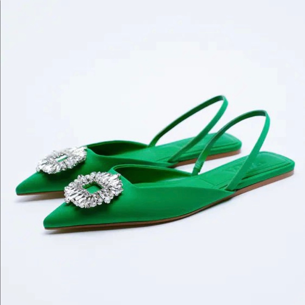 Zara flat miles with rhinestone